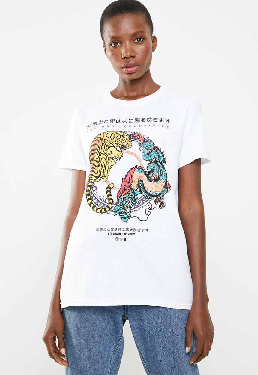 Missguided - Tiger oriental T-shirt - white