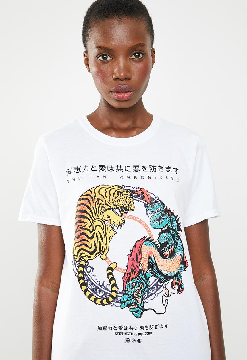 Missguided - Tiger oriental T-shirt - white
