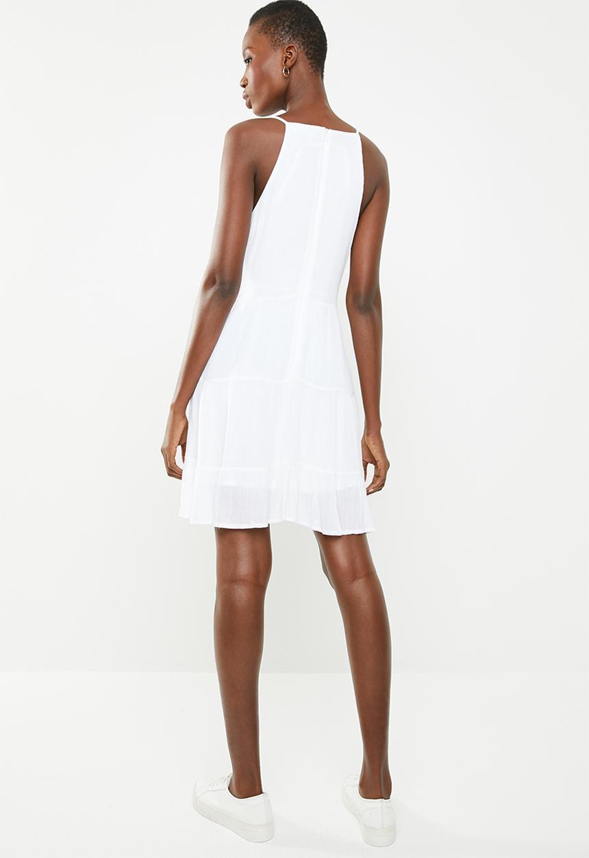 Missguided - Square neck crinkle shift dress - white
