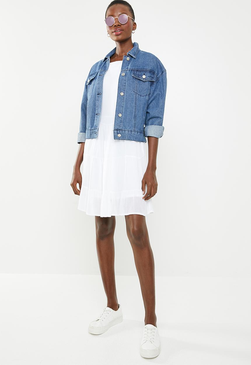 Missguided - Square neck crinkle shift dress - white