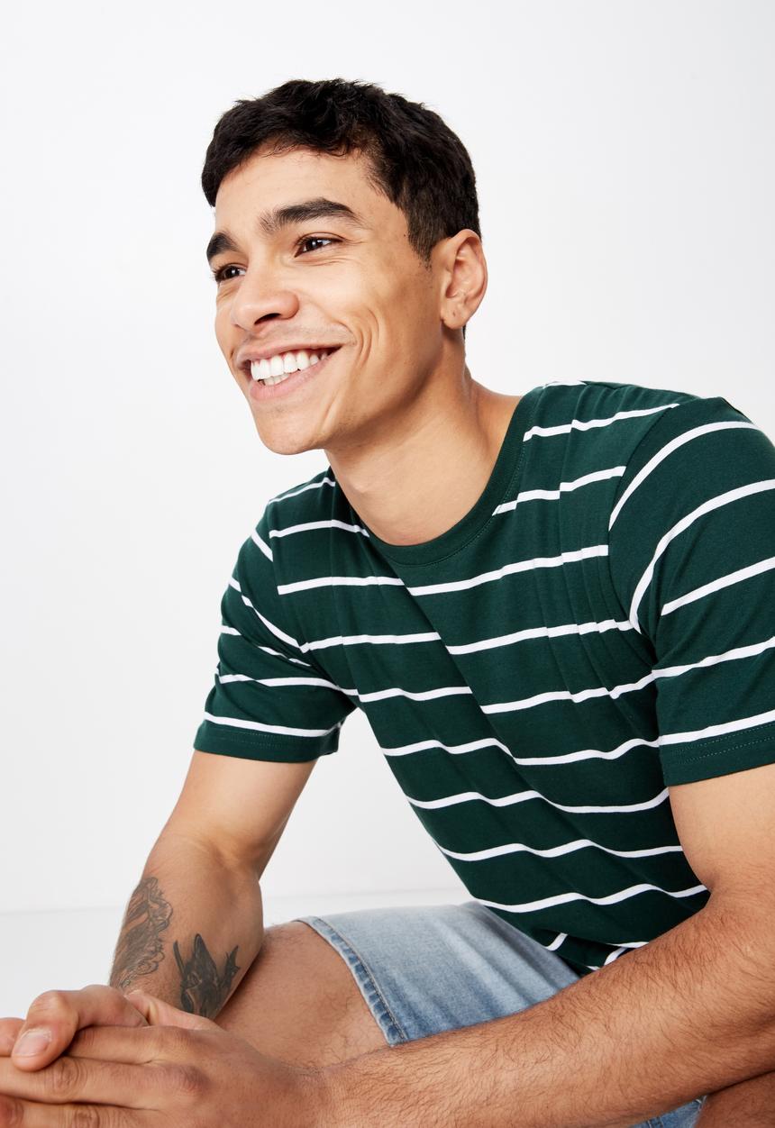 Cotton On - Tbar premium tee - green & white 