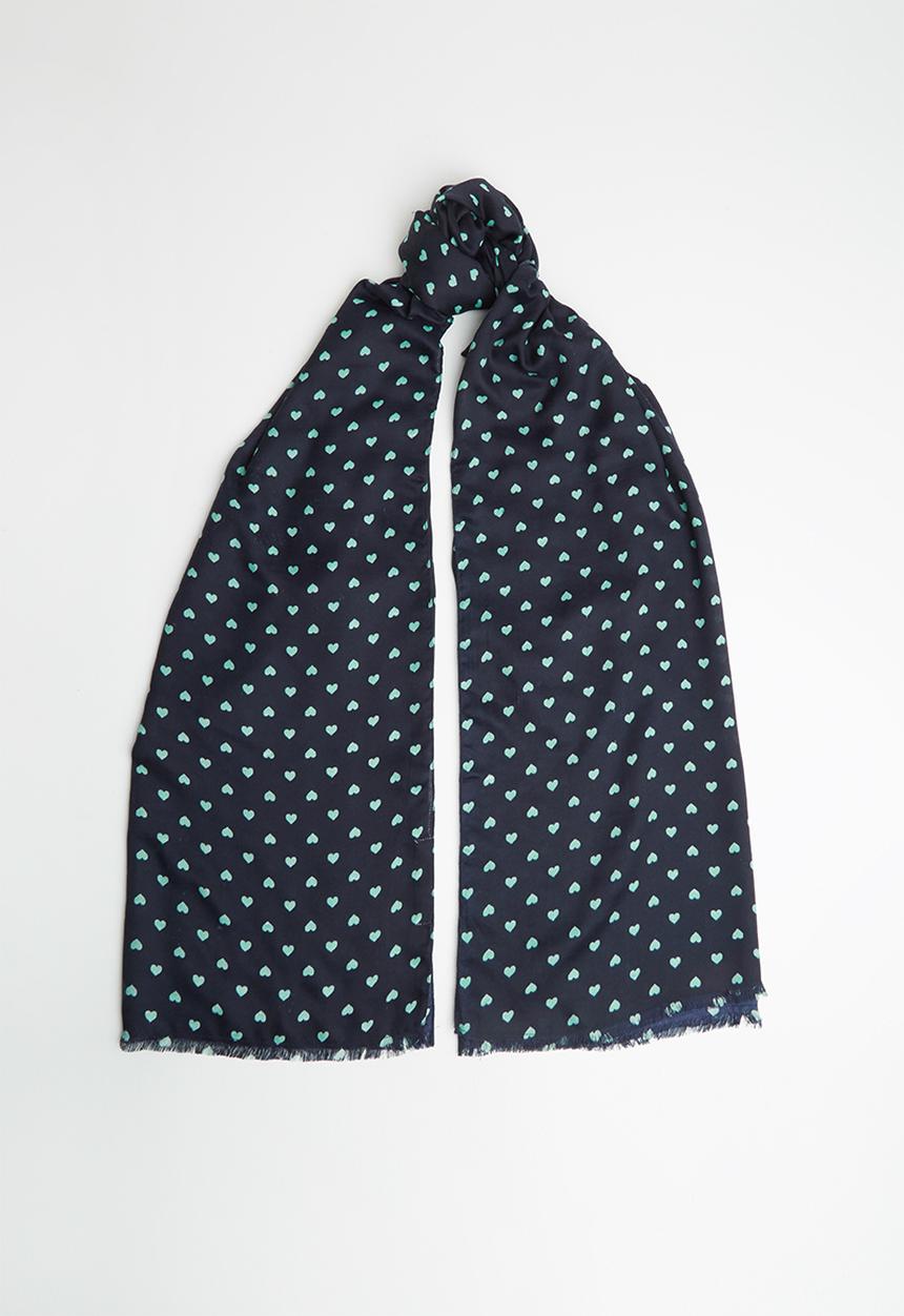 Vero Moda - Hearts long scarf - navy & green