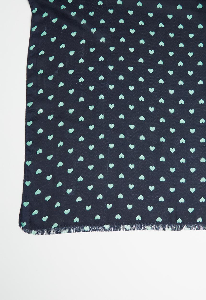 Vero Moda - Hearts long scarf - navy & green