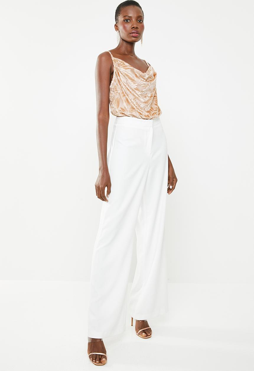Missguided - Floral devore cowl neck bodysuit - neutral