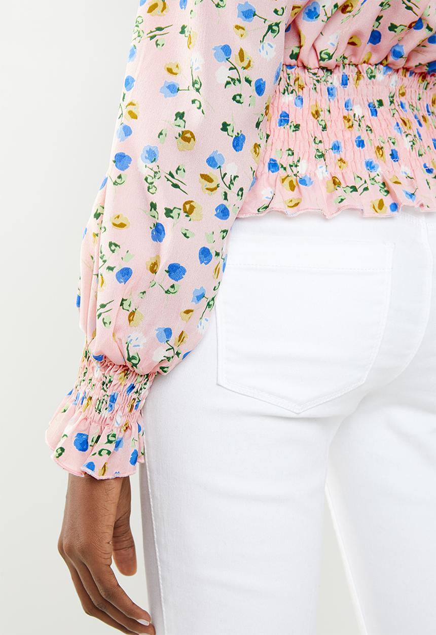 Missguided - Print shirred long sleeve top - pink