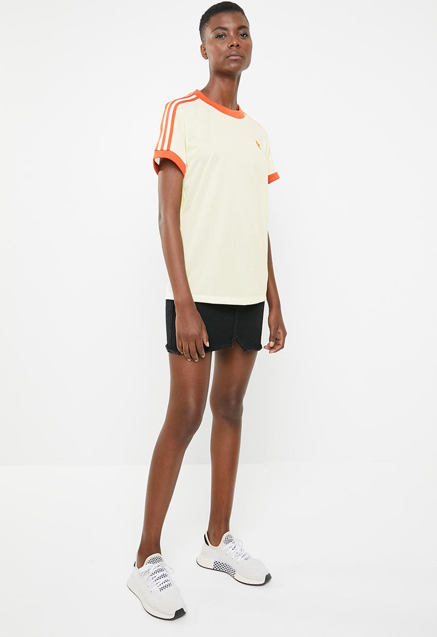 adidas Originals - 3 Adidas stripe tee - orange & cream