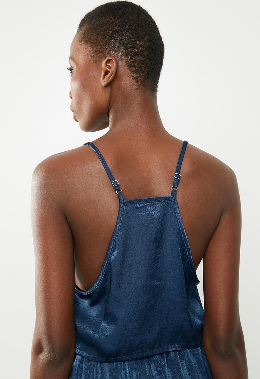Missguided - Cami cross back culotte pyjama set - navy