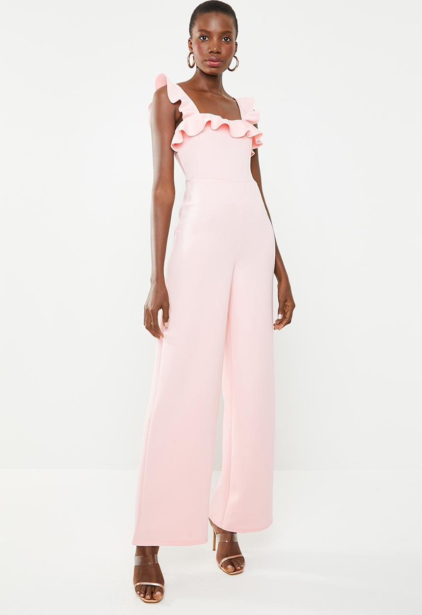 Missguided - Scuba frill jumpsuit - pink