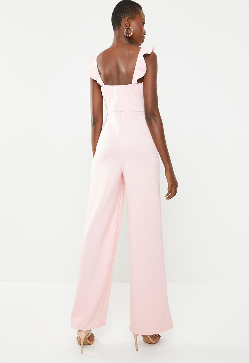 Missguided - Scuba frill jumpsuit - pink
