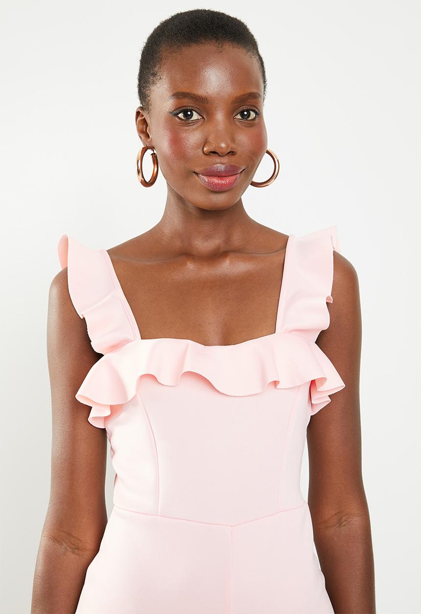 Missguided - Scuba frill jumpsuit - pink