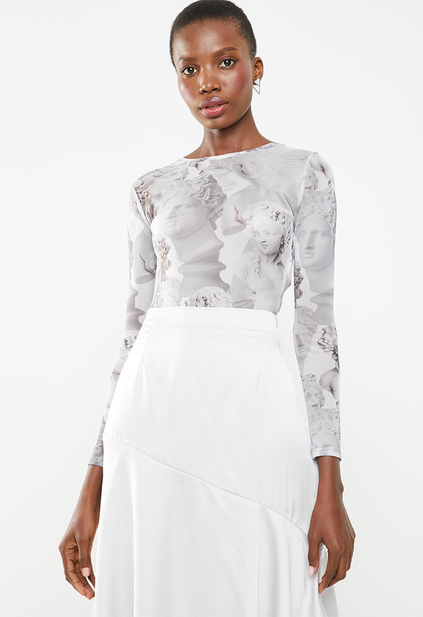 Missguided - Statue print mesh bodysuit - grey