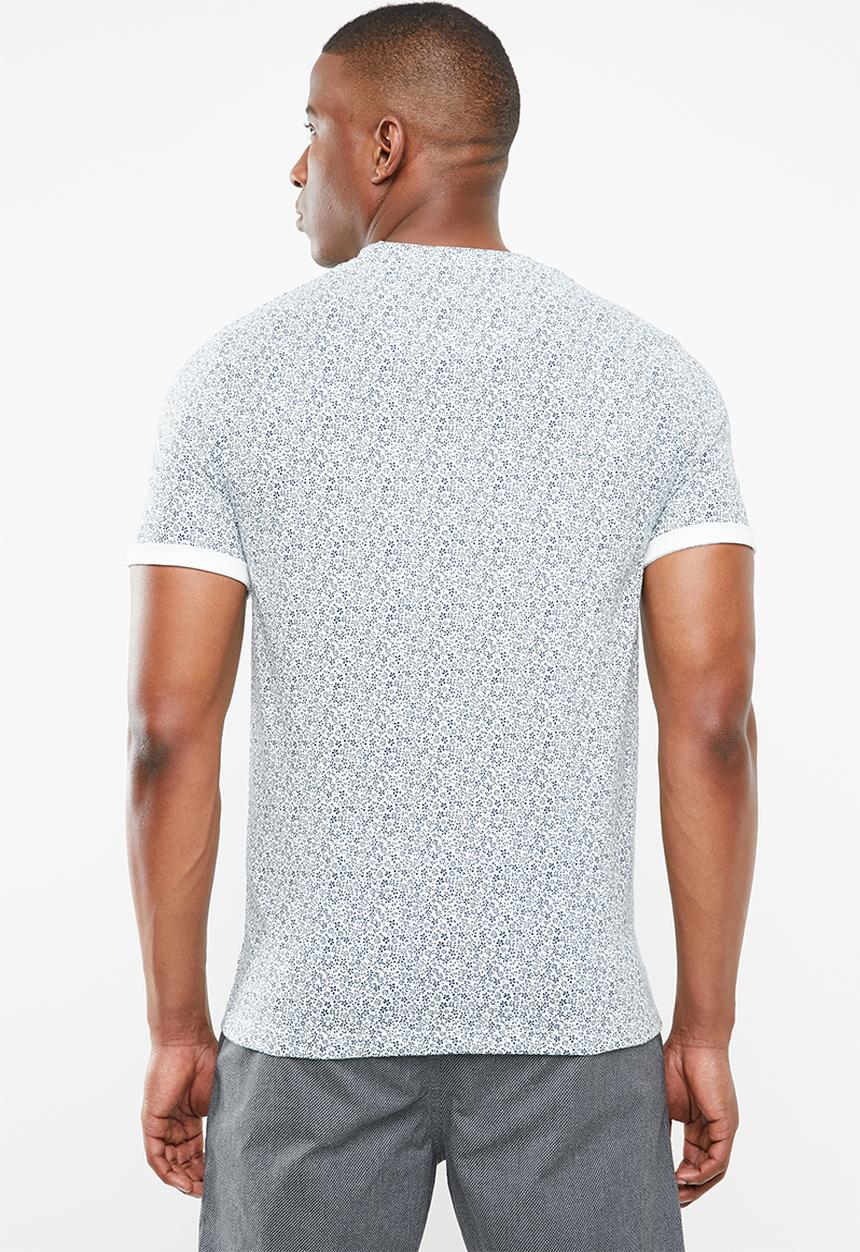 Jack & Jones - Austin short sleeve all over print tee - blue & white