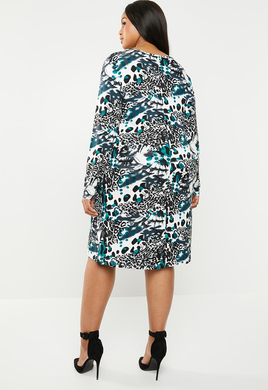 edit Plus - Long sleeve shift dress - multi