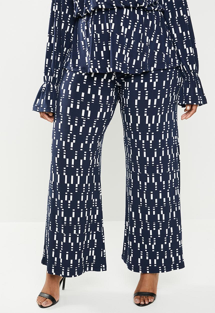 edit Plus - Wide leg pant - navy & white