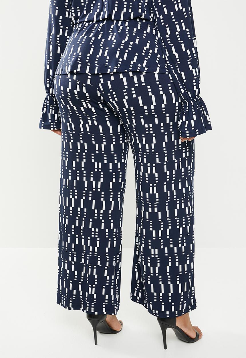 edit Plus - Wide leg pant - navy & white