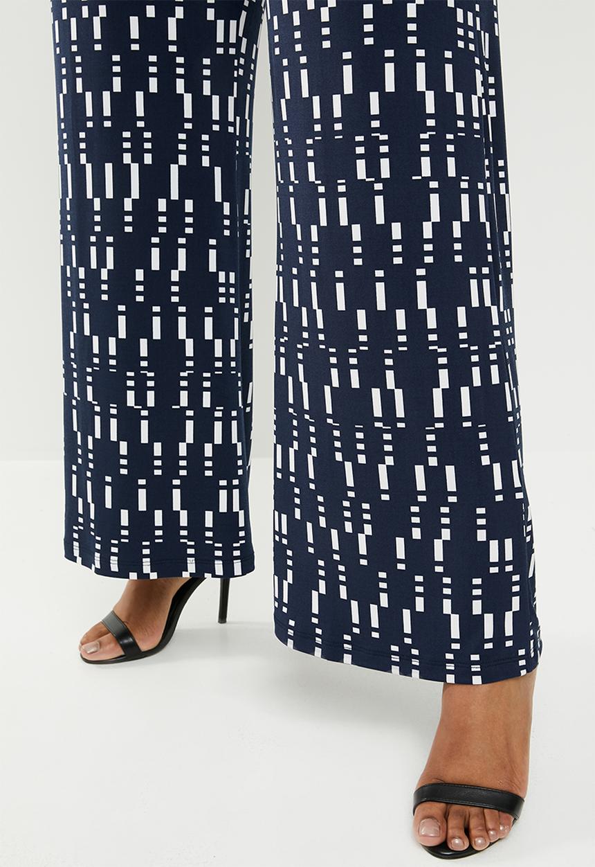 edit Plus - Wide leg pant - navy & white