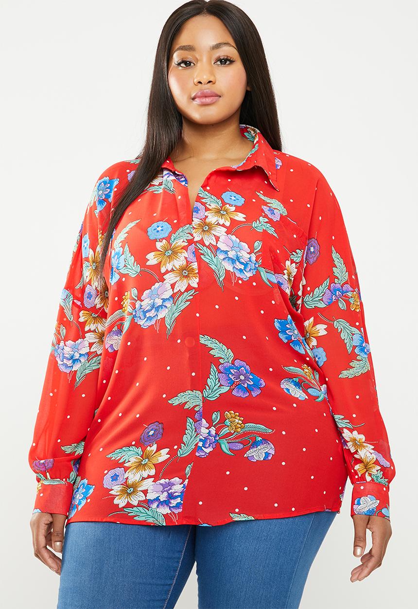 Missguided - Curve chiffon floral print blouse - multi