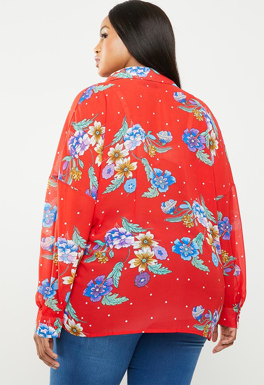 Missguided - Curve chiffon floral print blouse - multi