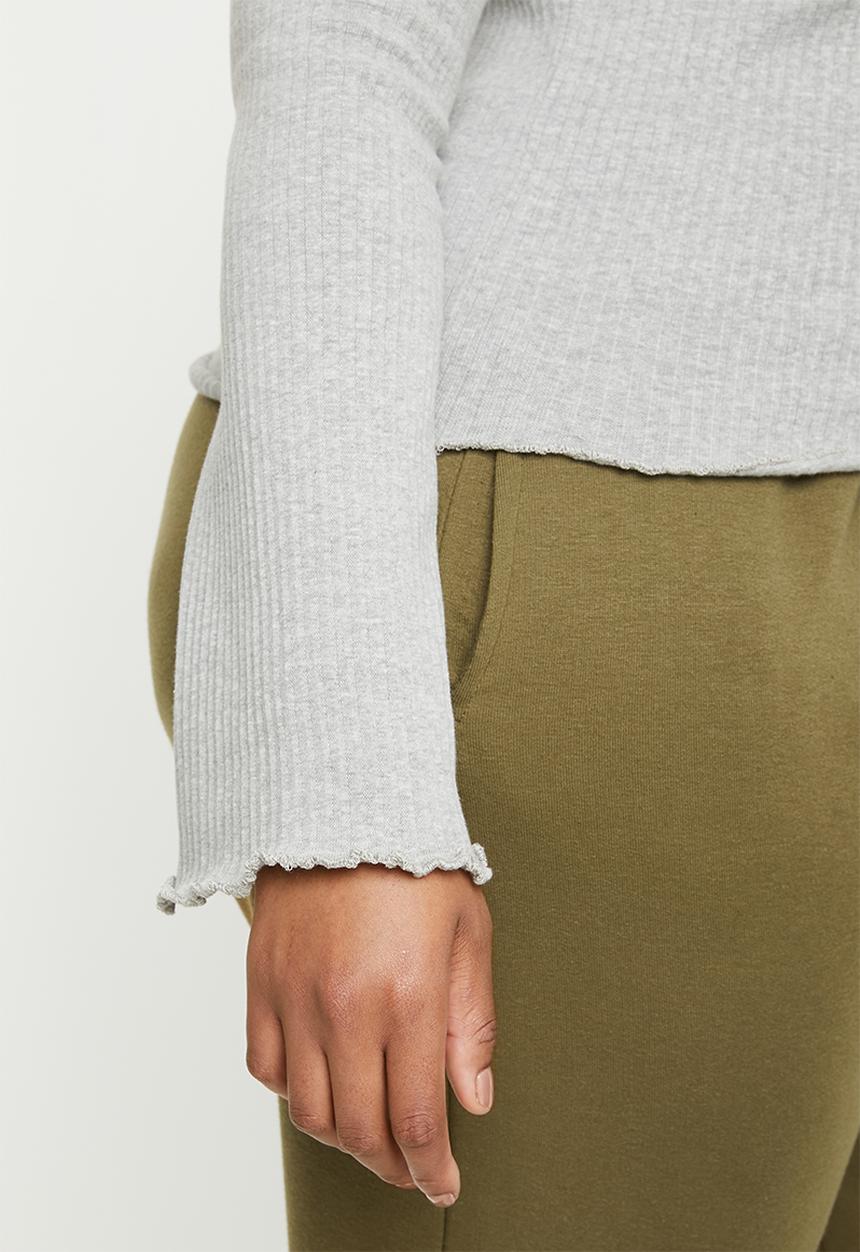 Missguided - Lettuce hem rib long-sleeve top - grey