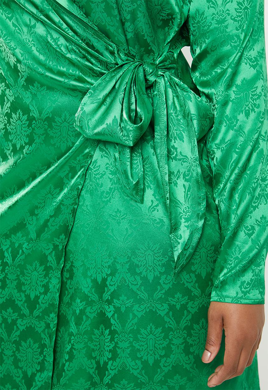 Missguided - Curve jaquard tie side blazer dress - green