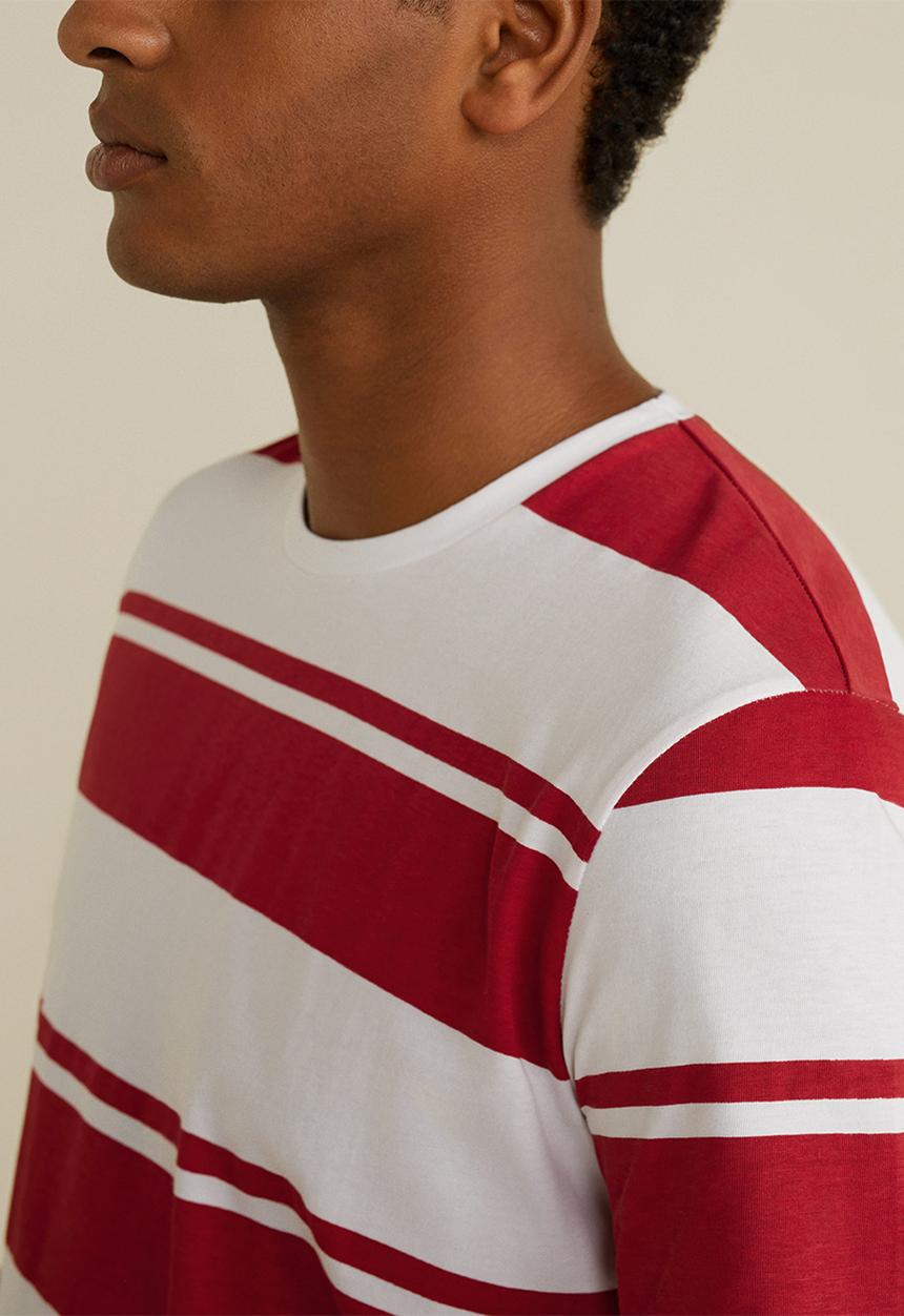MANGO - Chelsear T-shirt - red & white