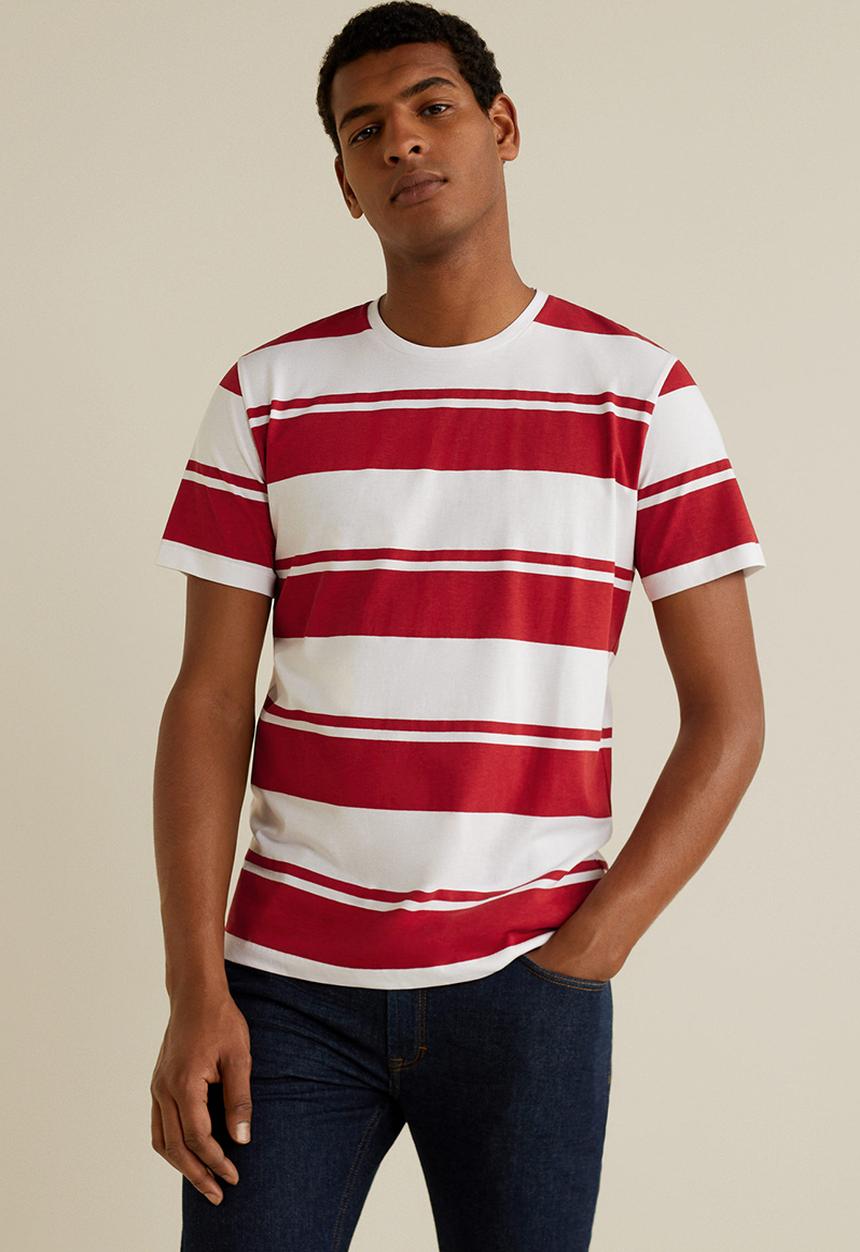MANGO - Chelsear T-shirt - red & white