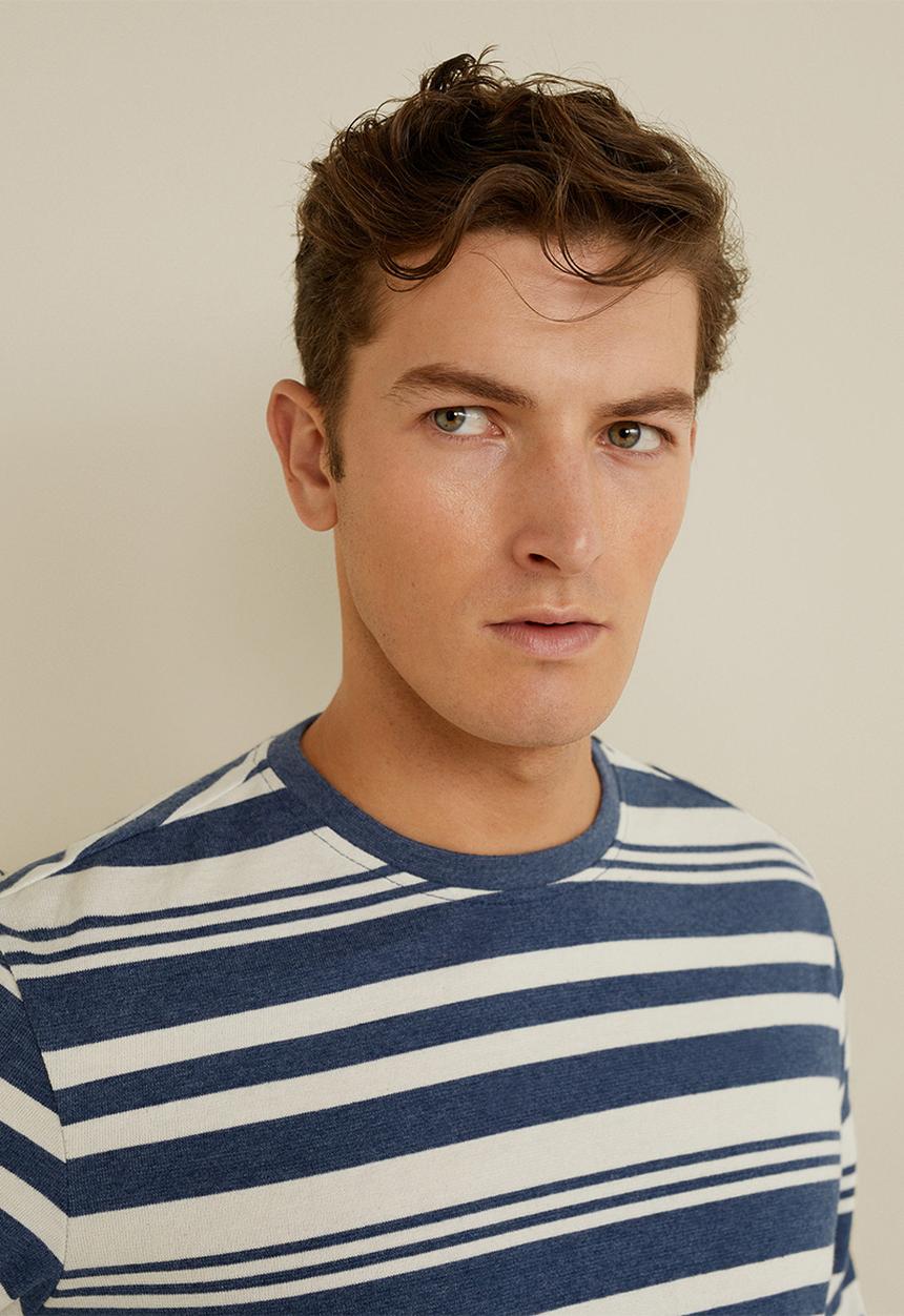MANGO - Floyd T-shirt - blue & white