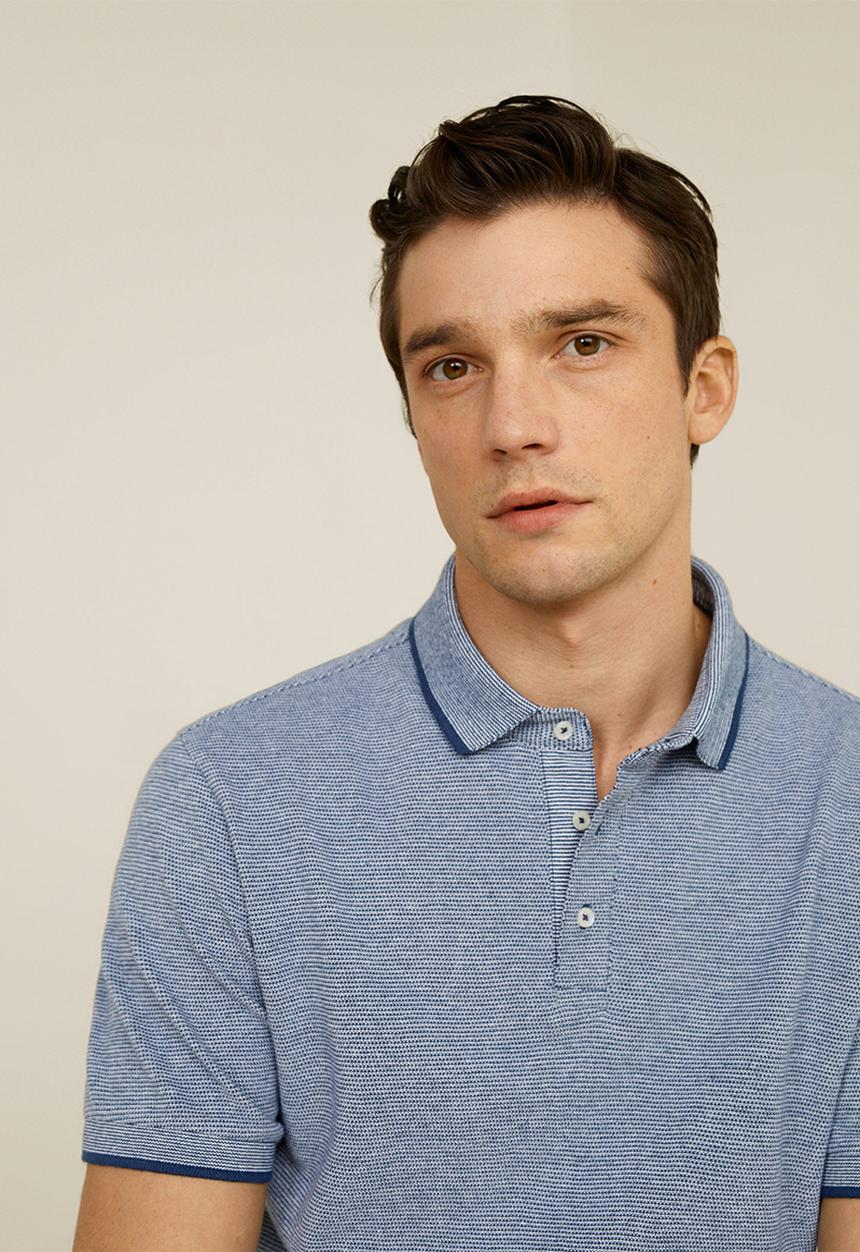 MANGO - Semi polo shirt - blue
