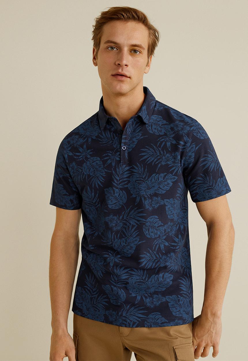 MANGO - Hojas polo shirt - navy