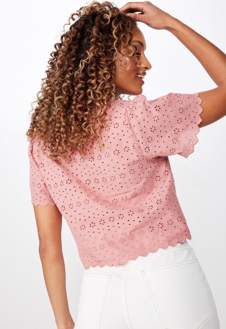 Cotton On - Billy short sleeve blouse - pink