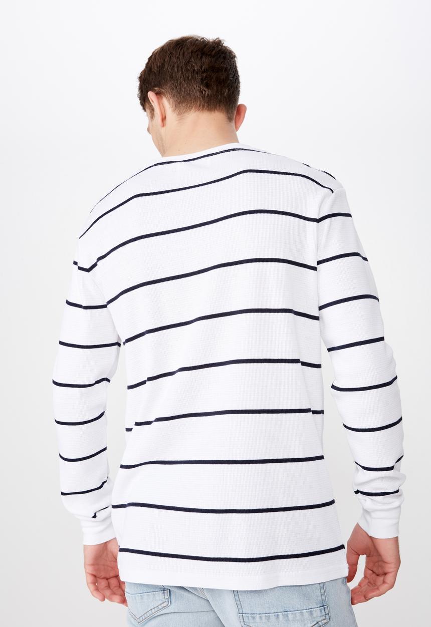 Cotton On - Waffle tee - white & navy