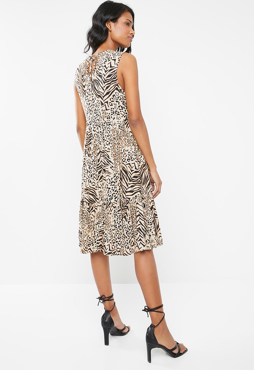 New Look - Maternity Animal tier smock dress - beige/black