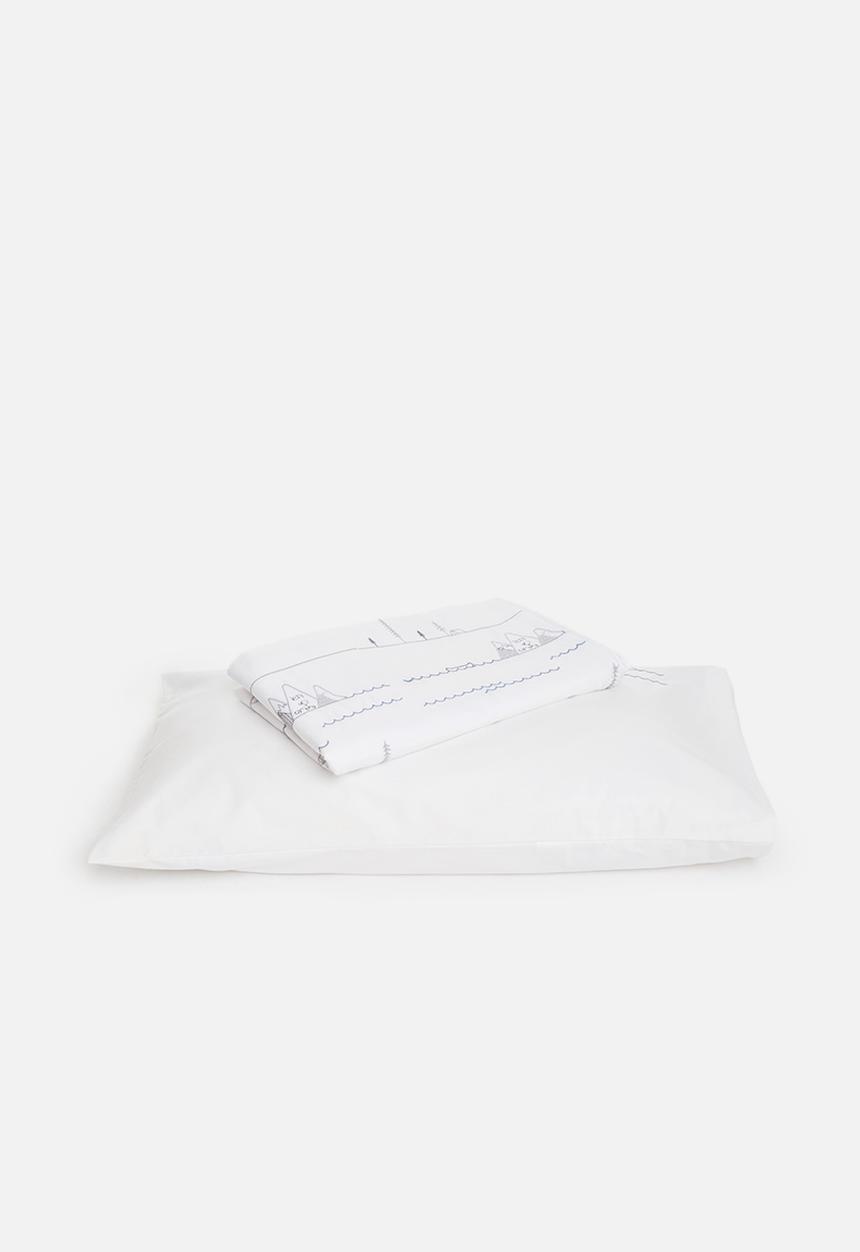 DNU Sheraton - Camping embroidered duvet cover set - white & grey