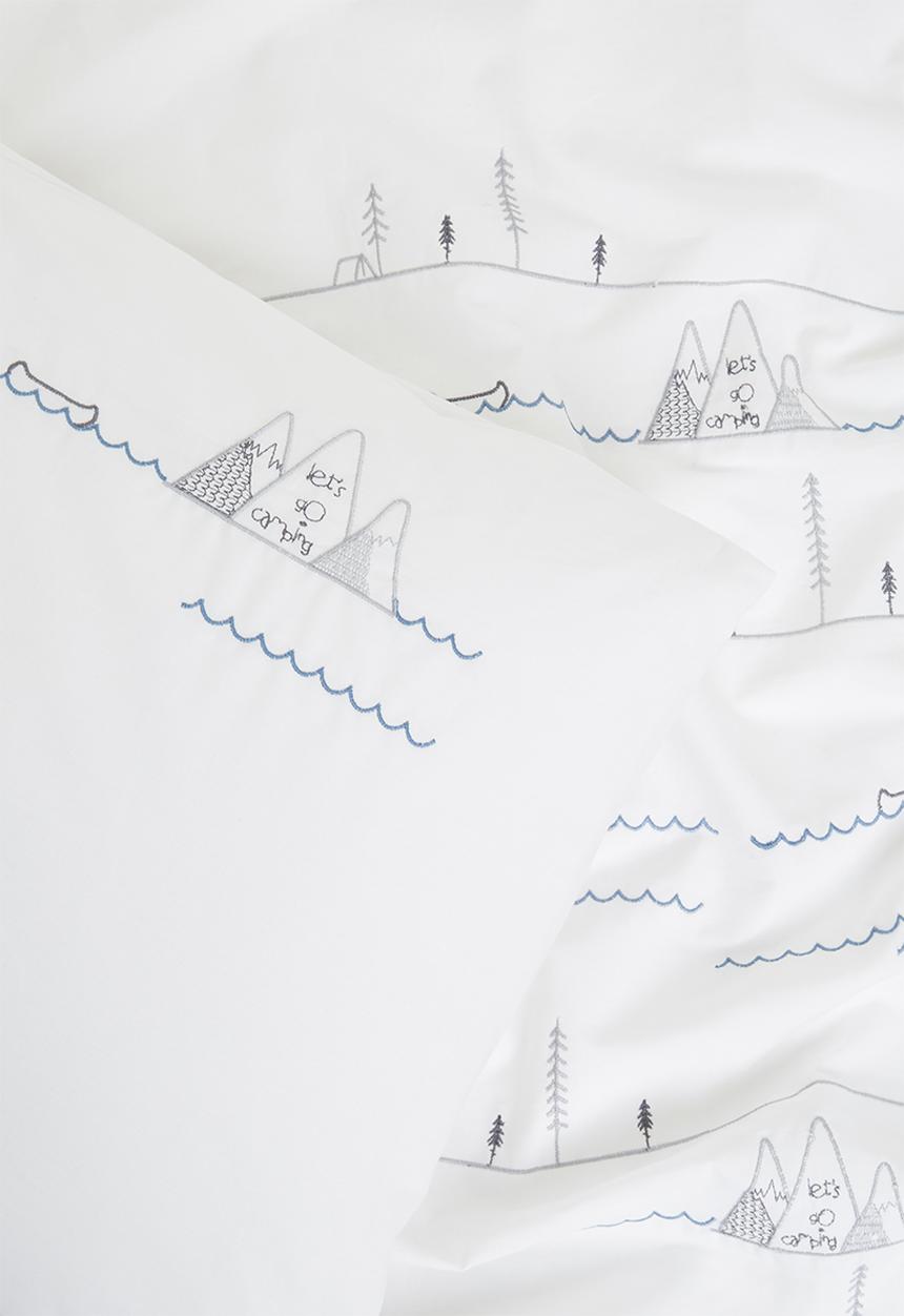 DNU Sheraton - Camping embroidered duvet cover set - white & grey