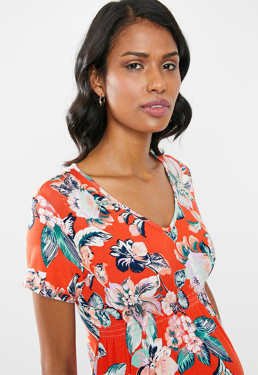 Cherry Melon - Maternity Smock top cap sleeve top - orange