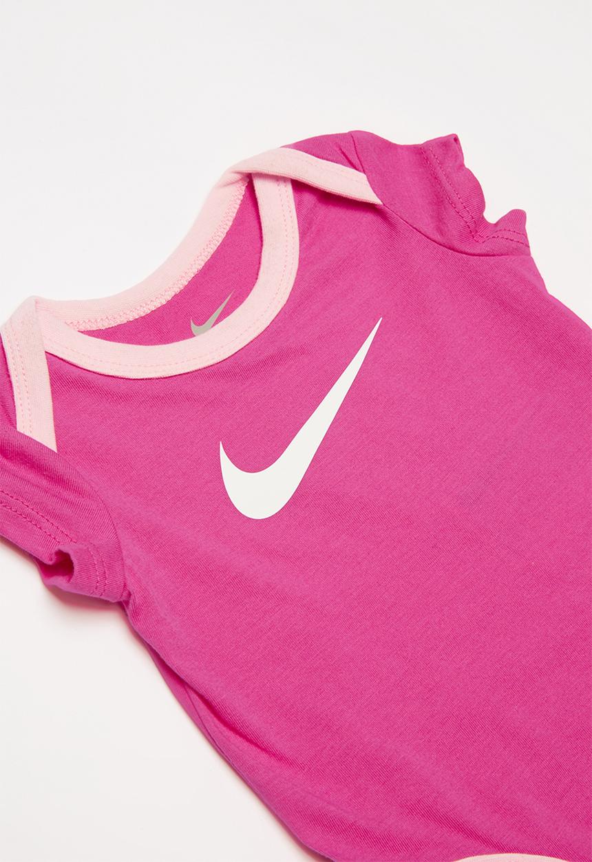 Nike - Nkb short sleeve 3 pack bodysuit set - pink & white 