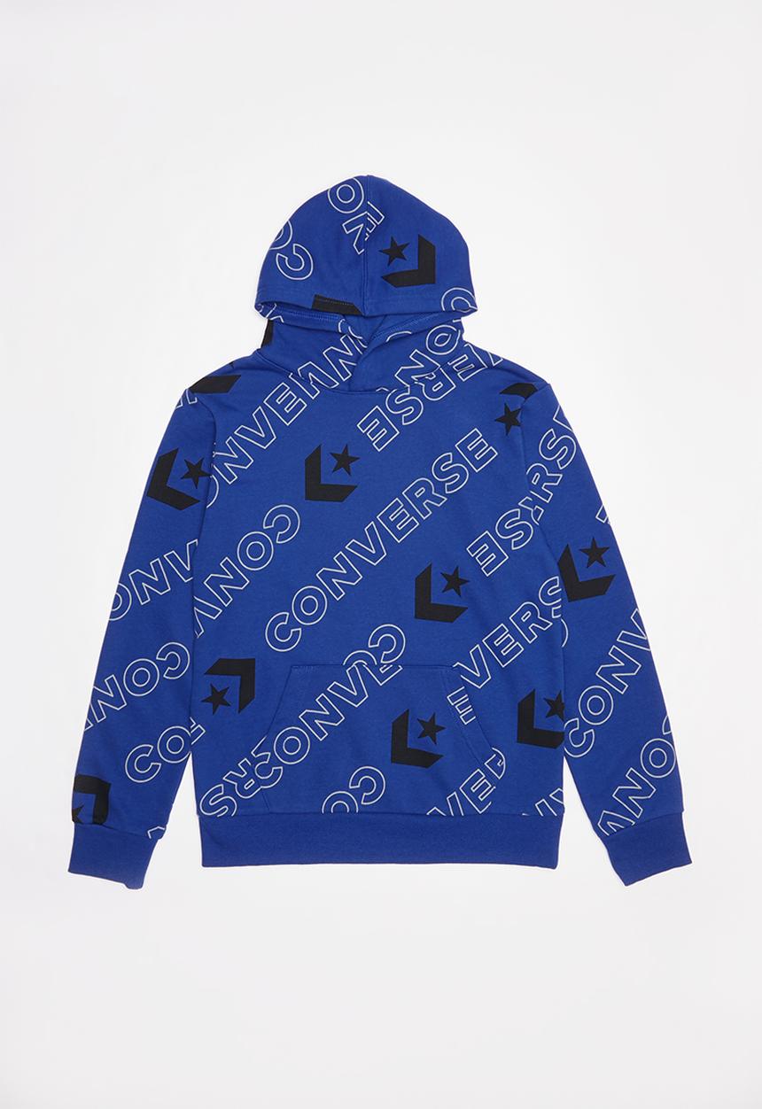 Converse - Cnvb wrdmrk print po hoodie - blue
