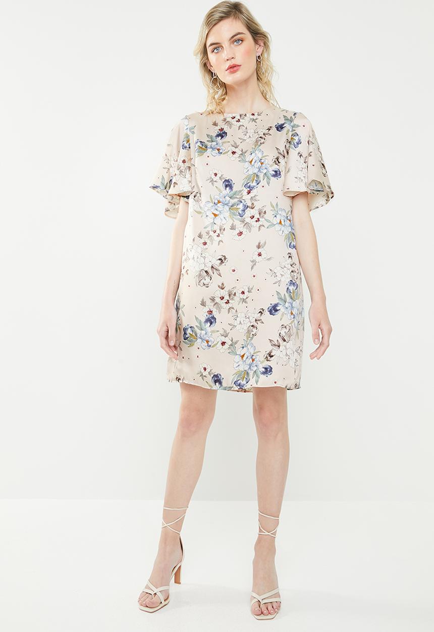 MANGO - Flowy printed dress - cream