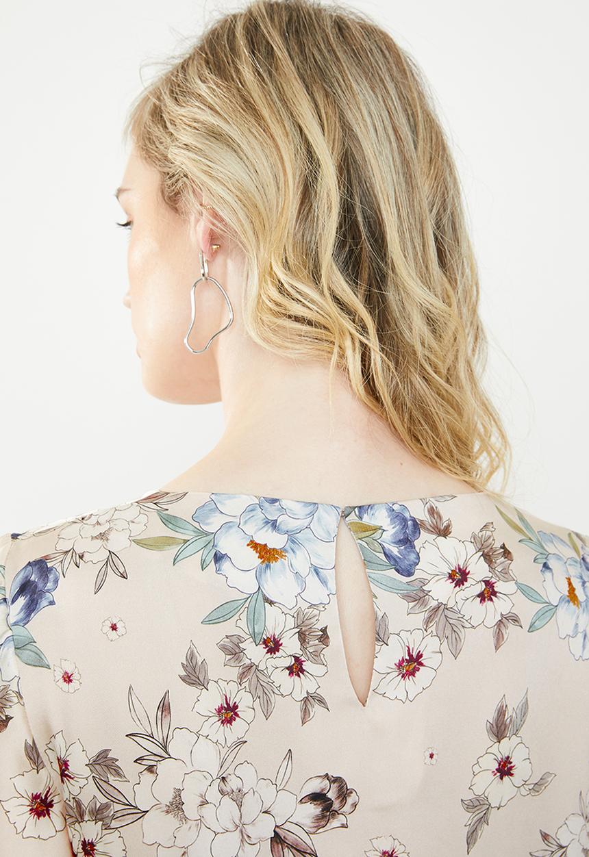 MANGO - Flowy printed dress - cream