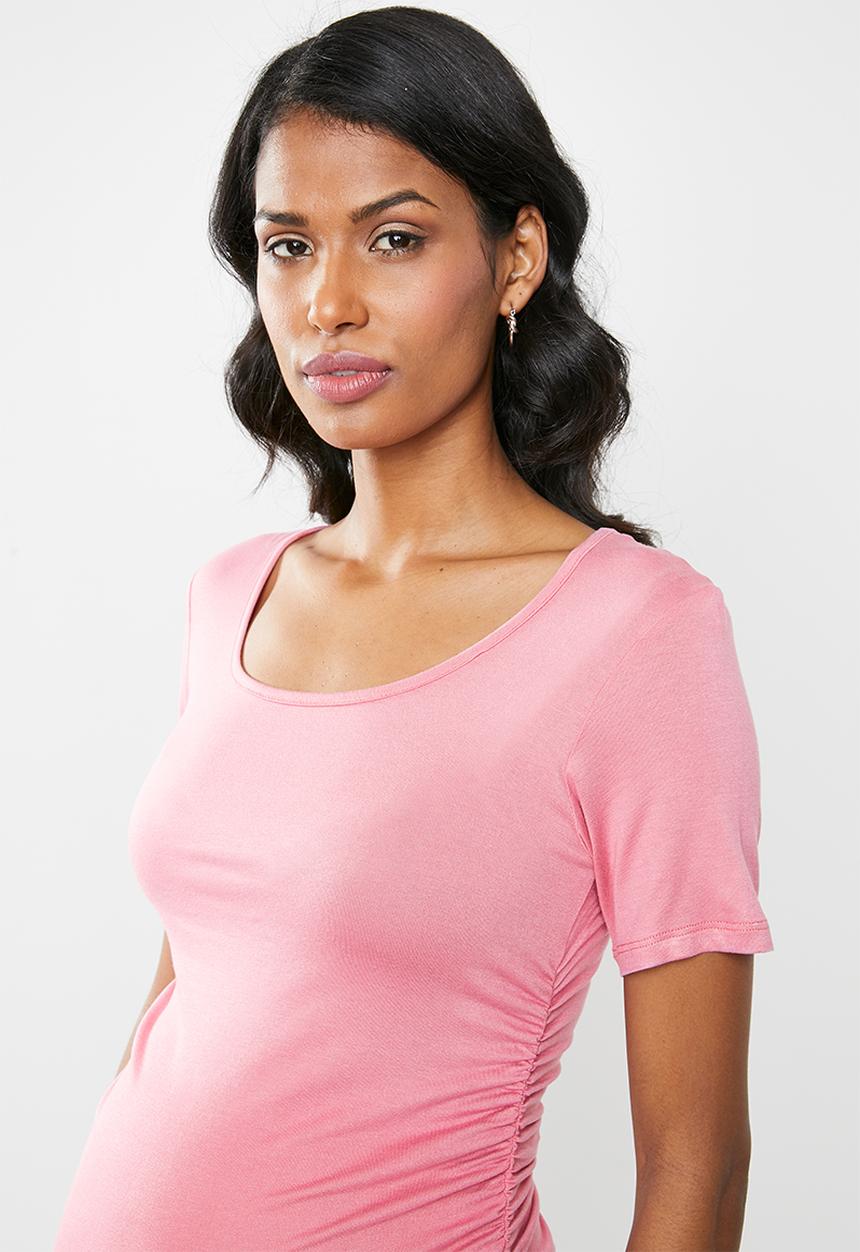 Cherry Melon - Round neck top with side detail - pink