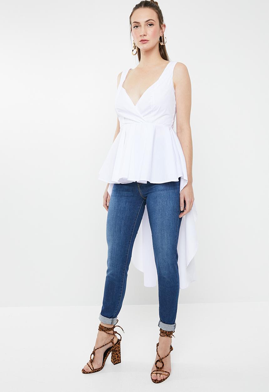 STYLE REPUBLIC - Hi-lo peplum top - white