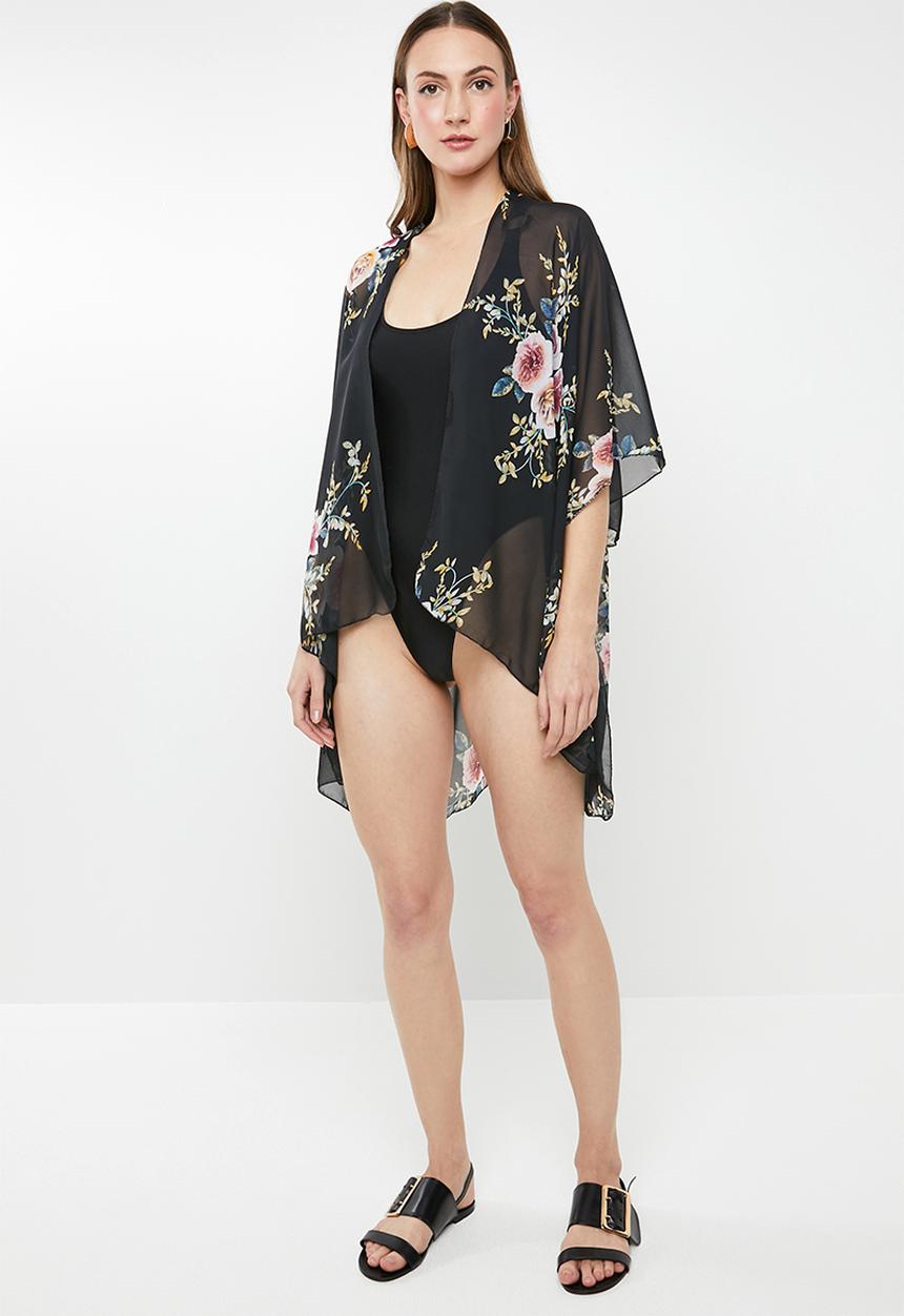Joy Collectables - Fringe detail kimono - black 