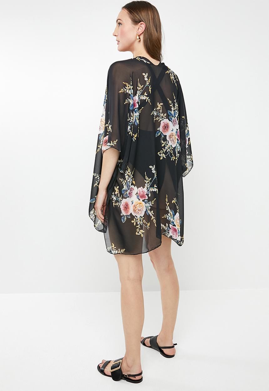 Joy Collectables - Fringe detail kimono - black 