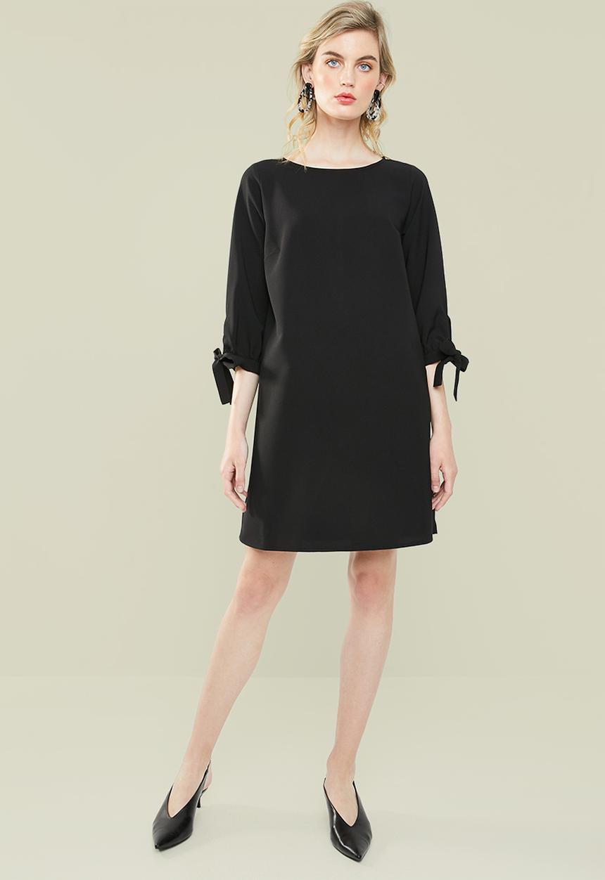 Superbalist - A-line dress with ties - black