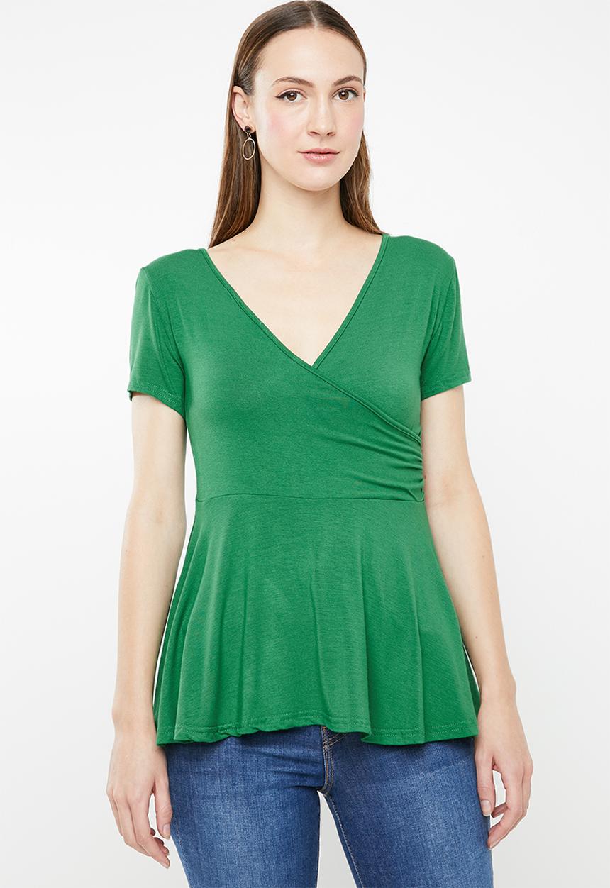 edit - Peplum short sleeve top - green