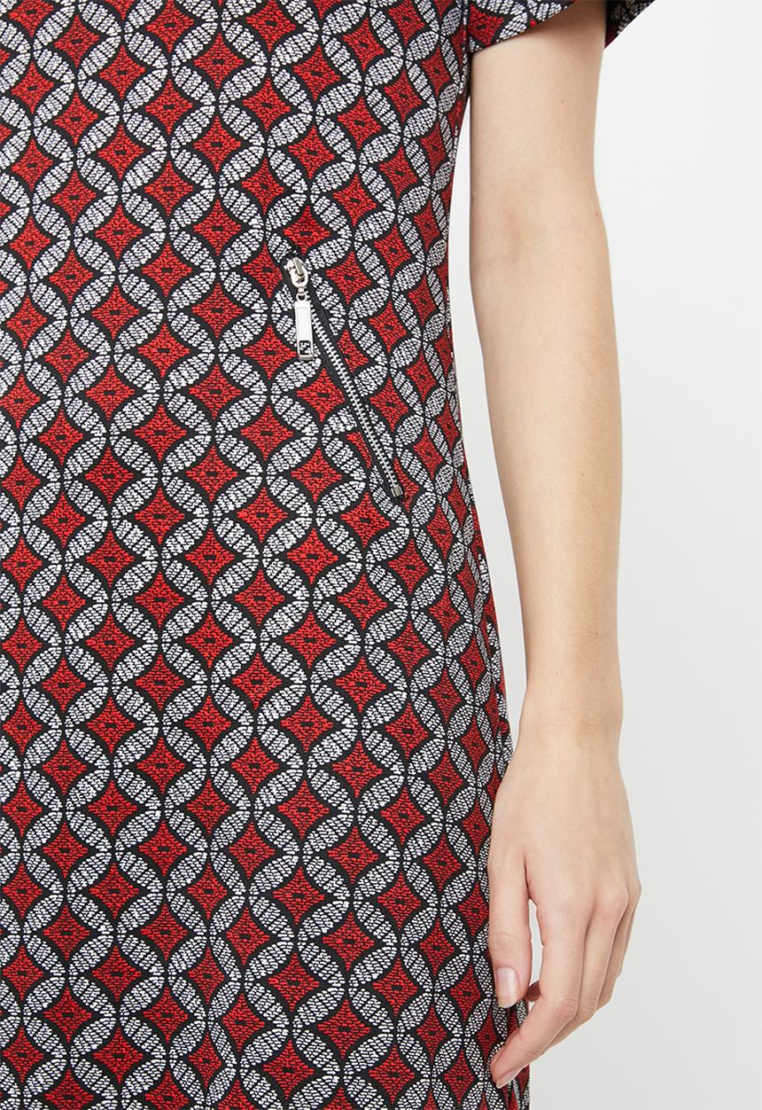 edit - Short sleeve shift dress with zips - multi