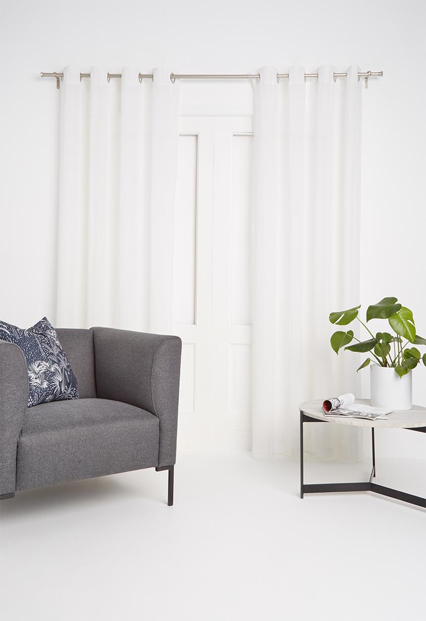 Sixth Floor - Textured sheer eyelet curtain - white