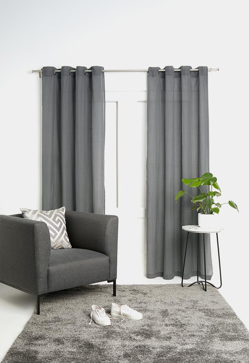 Sixth Floor - Textured sheer eyelet curtain - grey