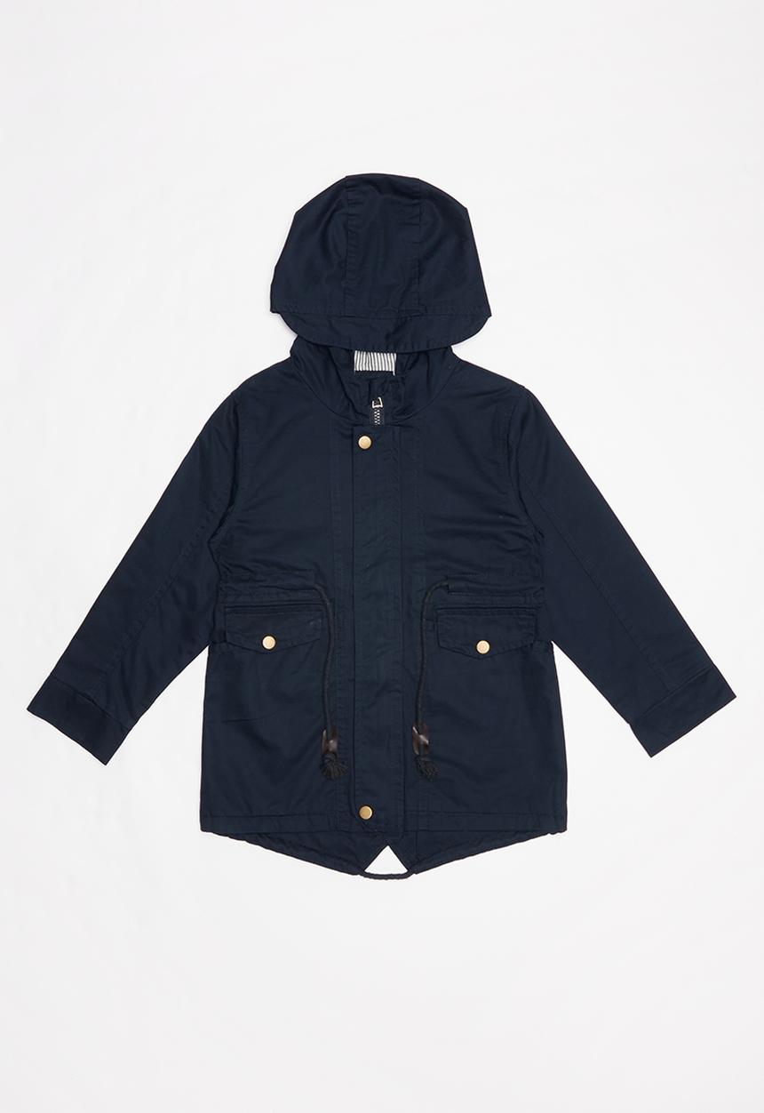 Pop Candy - Lined hooded parka jacket - navy