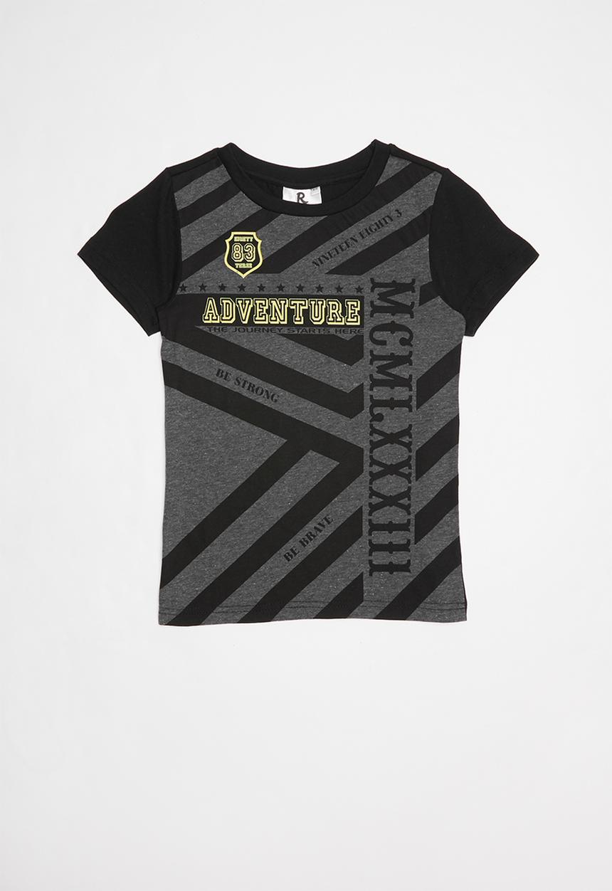 Rebel Republic - Teen boys printed tee - black & grey